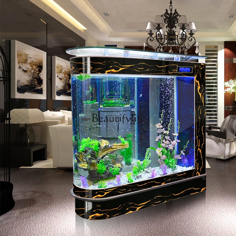 Fish Tank Aquarium Large Partition Ecological Glass Fish Tank Bar Counter Free Shipping