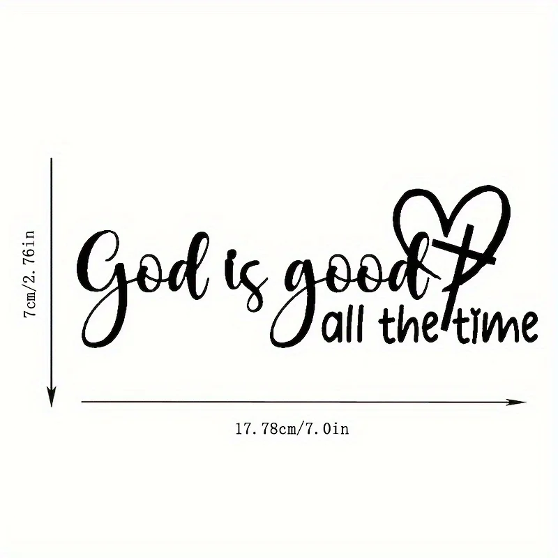 God Is Good Always Christian Bible Verse Sticker Elegant Font Heart Car Window Decal Faith Durable Auto Styling Accessories - view 5