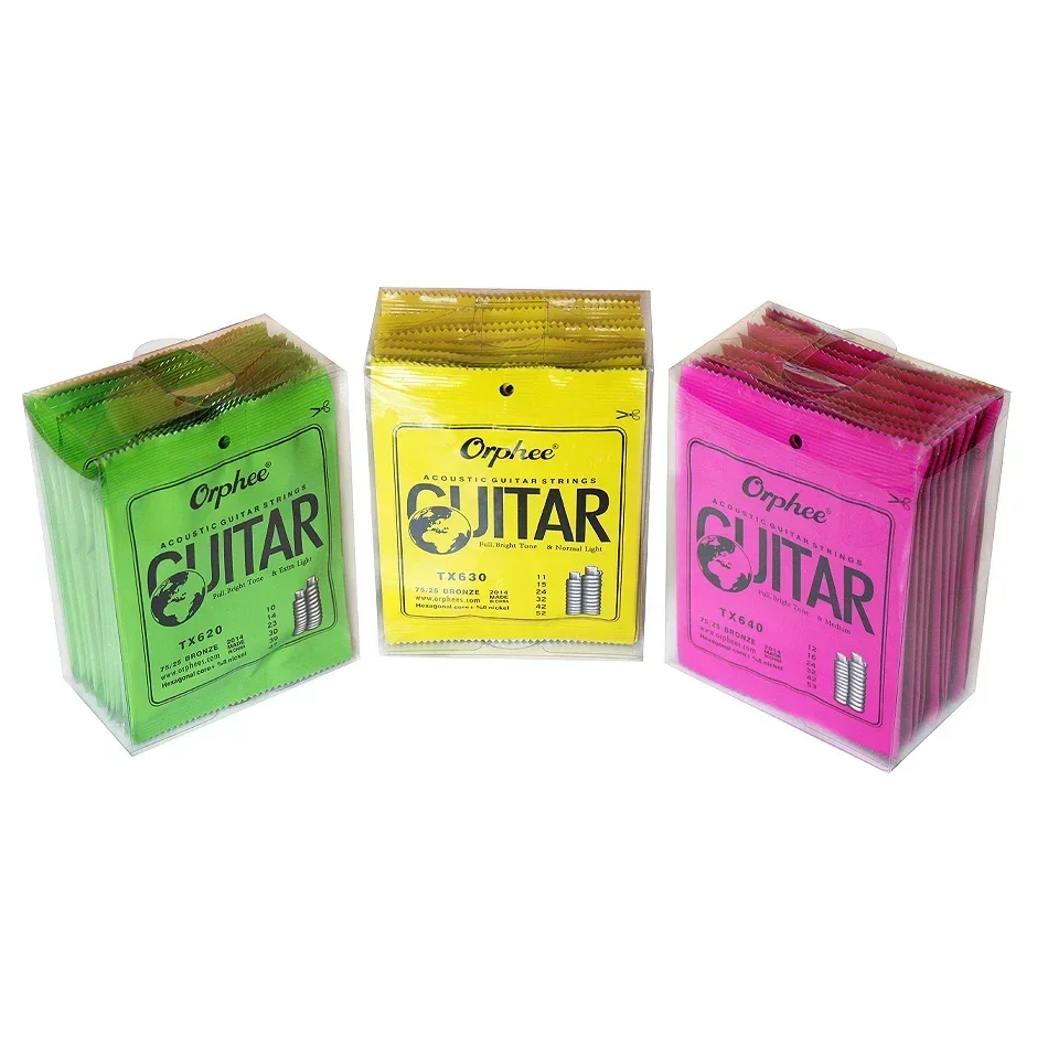 

Orphee 10 Sets TX620/TX630/TX640 Optional Acoustic Guitar Strings Set 75/25 Bronze Hexagonal Core 10-47/11-52/12-53