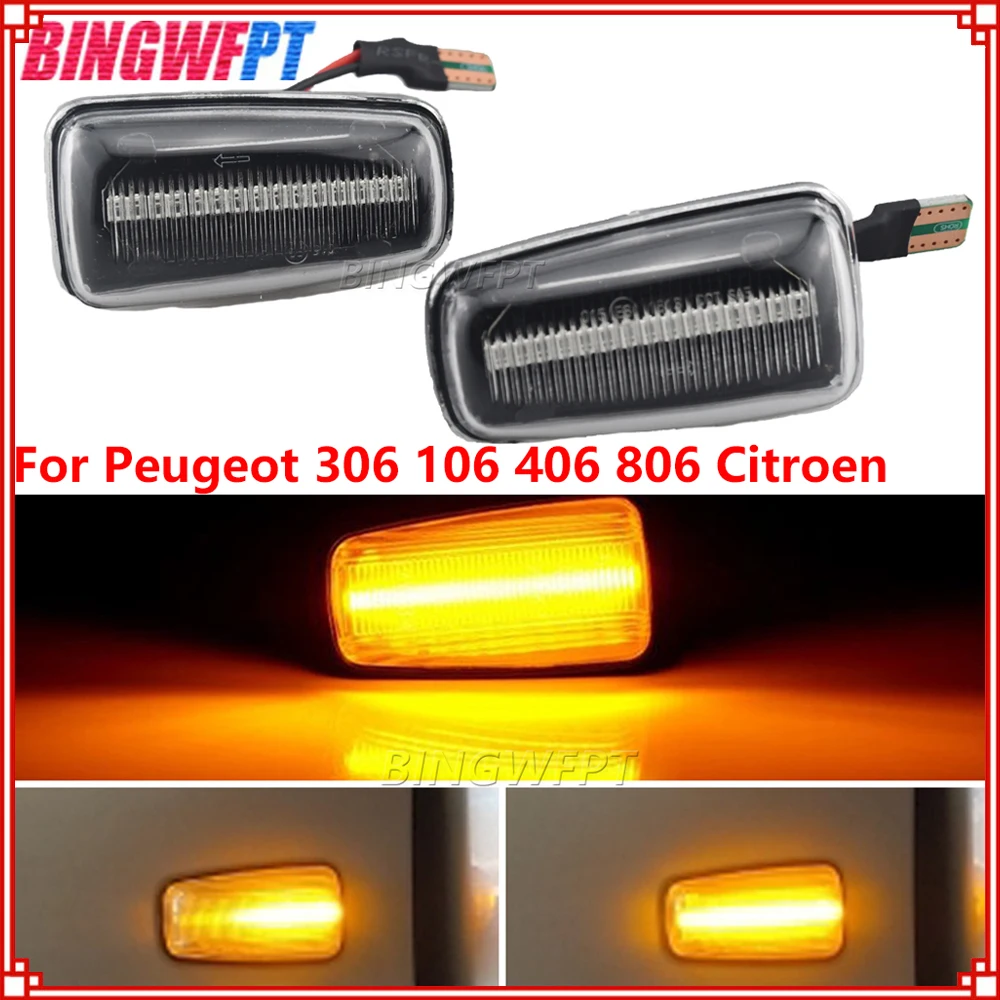 

For Peugeot 306 106 406 806 Expert Partner For Citroen Berlingo Jumpy Saxo Xantia XM 2xDynamic Led Turn Signal Side Marker Light