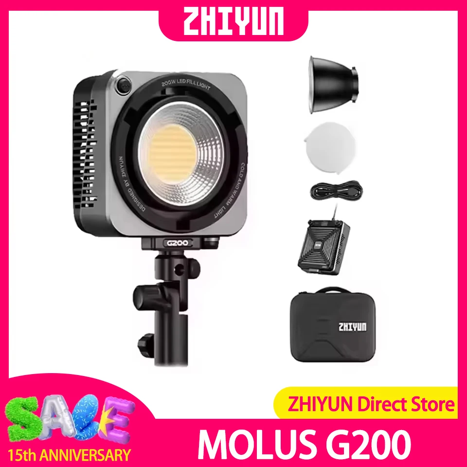 ZHIYUN MOLUS G200 200 Вт видеосвет заполняющий свет фото освещение для уличной студии потоковая съемка