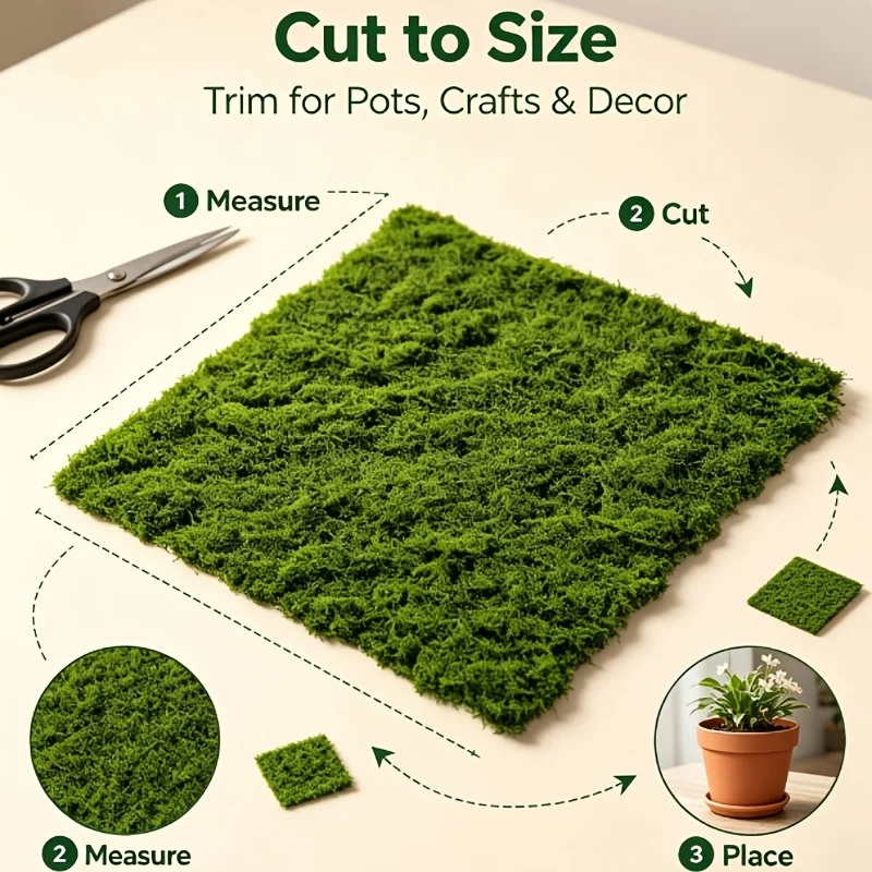1pc Artificial Moss Turf Cuttable Artificial Moss Mat for Mini Landscape Scenery Potted Plant Bedding and Background Wall Decor