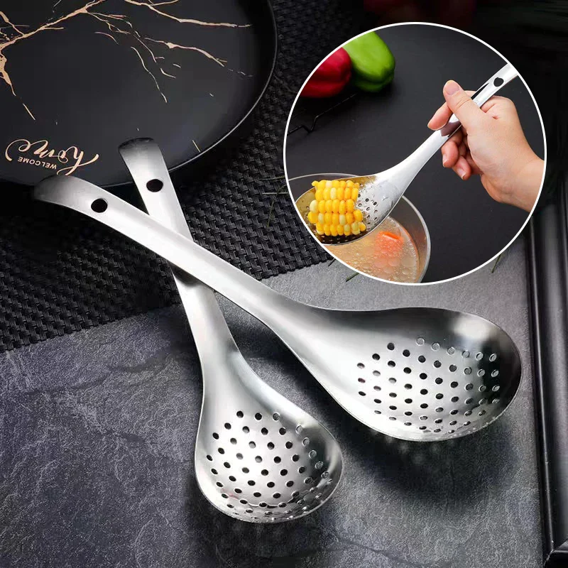 1 Pack Stainless Steel Colander Kitchen Colander Spoon Filter Strainer Food Scoop Perforated Skimmer Colander Easy To Clean