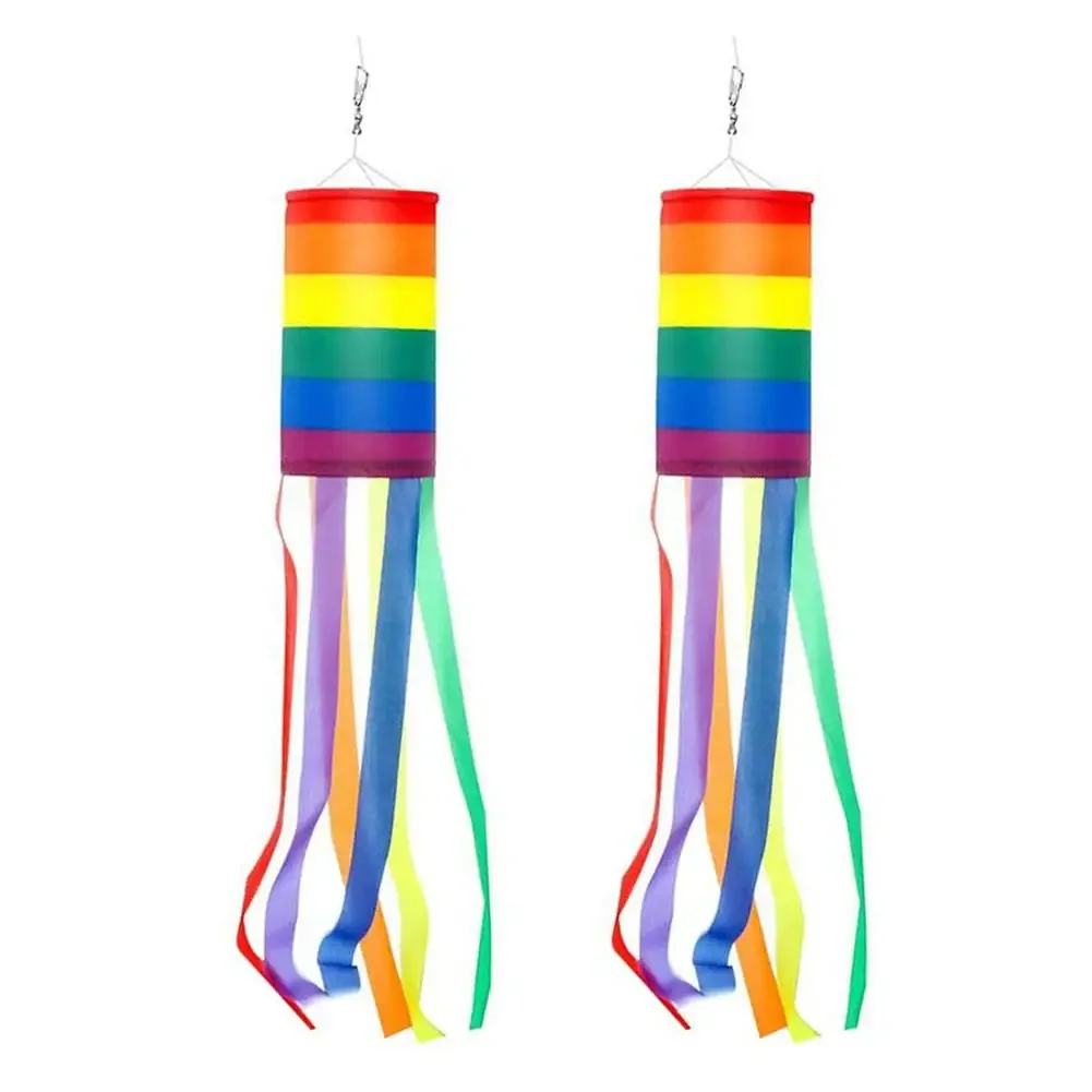 Outdoor wind direction bag flags 2pcs For rainbow color polyester wind socks for garden and For Festival celebrations