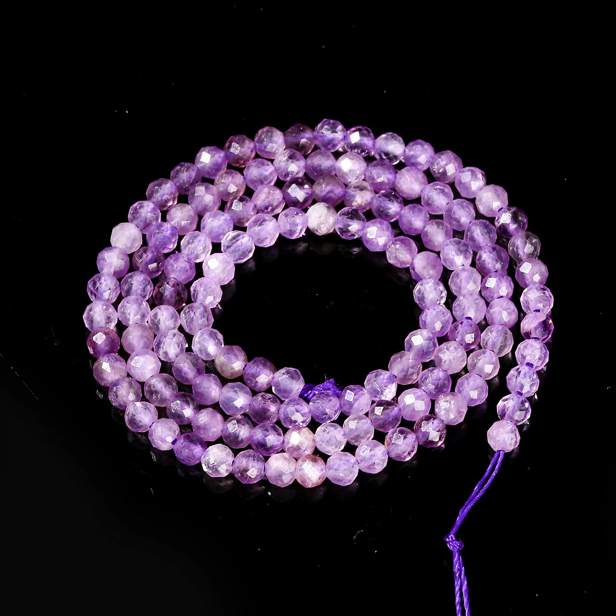 2 3 4 مللي متر الأوجه 3A الجمشت الطبيعي حبة صغيرة مستديرة فضفاض خرزة مباعدة لصنع المجوهرات عقد دي اي واي سوار الإكسسوار 15 " #2