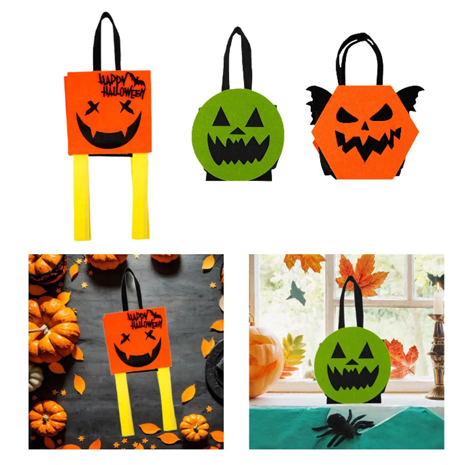 Halloween Candy Bag Halloween Decoration Multipurpose Gift Lightweight Candy Bucket Tote for Entrance Shelf Living Room Home