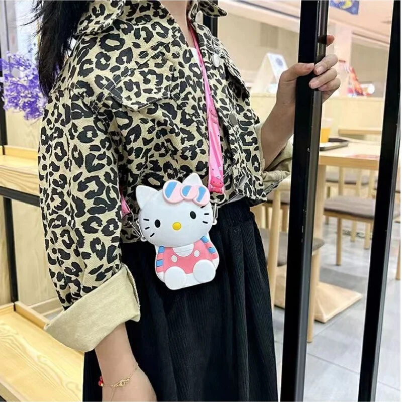 Tas selempang pelatih untuk anak perempuan Hello Kitty Kawaii tas surat perjalanan 3d bahu dompet kecil tas ponsel untuk hadiah anak perempuan