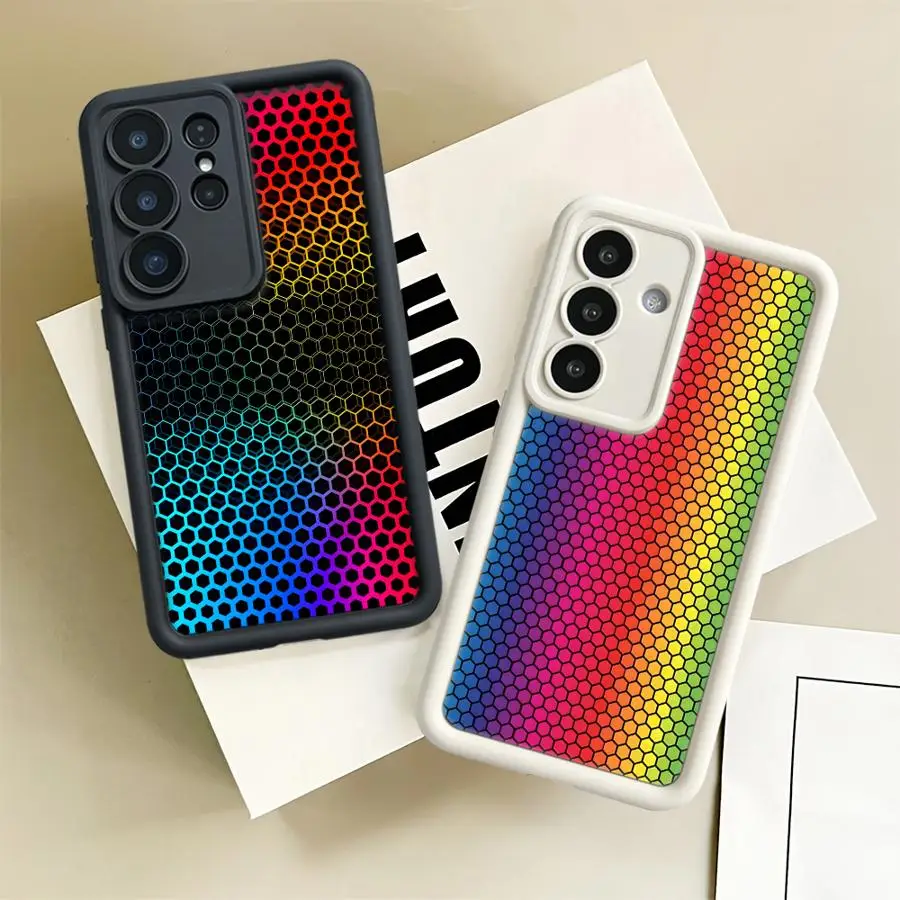 Rainbow Honeycomb Art Case for Samsung Galaxy S26 Ultra S25 Edge S25 S24Ultra S20FE S24 Plus S21 S22 S23 FE Phone Cover