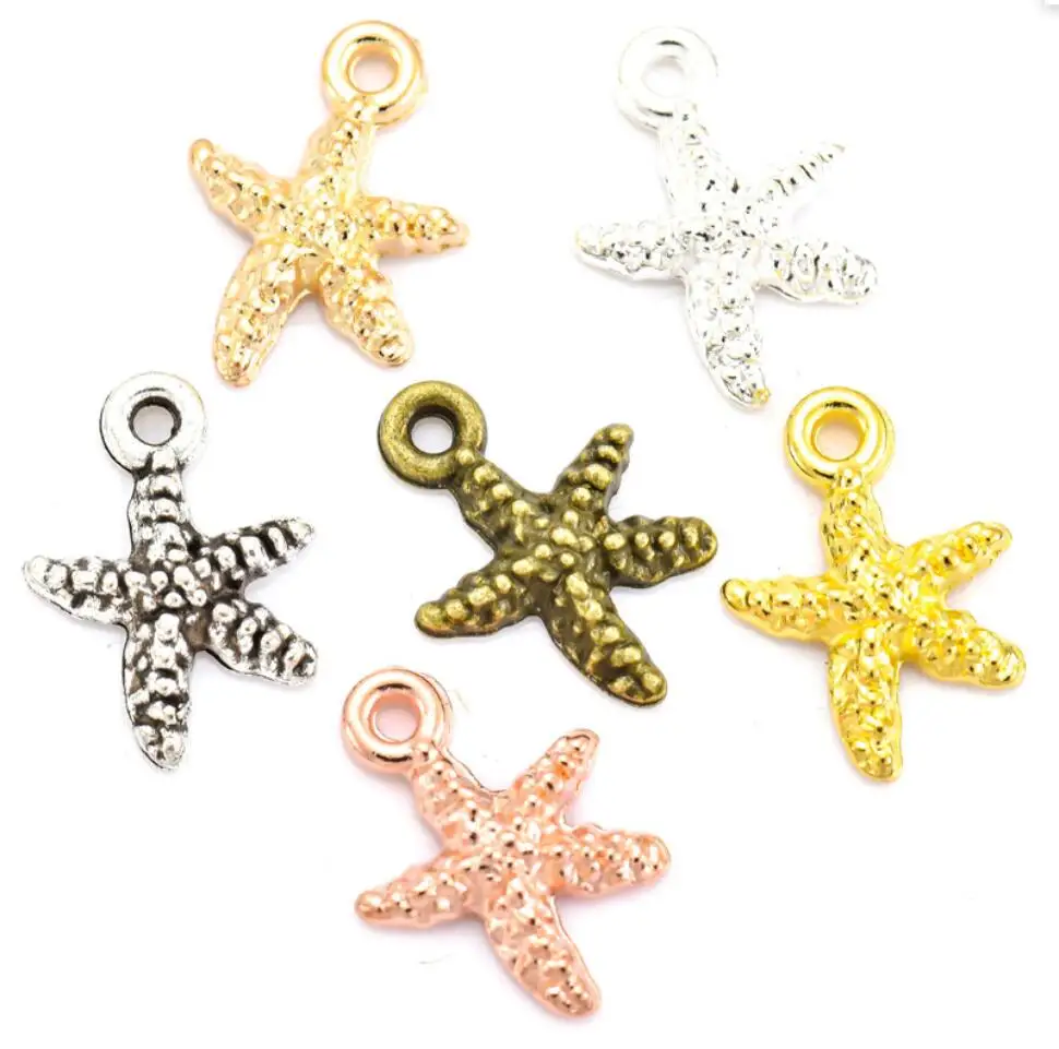 

100pcs 11*9mm starfish Charms for Jewelry Making Fashion Earrings Pendants Necklaces Bracelet Accessories DIY F0292