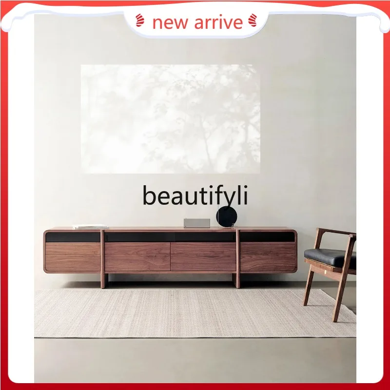 

D2520 Solid wood TV cabinet North American black walnut storage locker Light luxury Nordic living room video cabinet