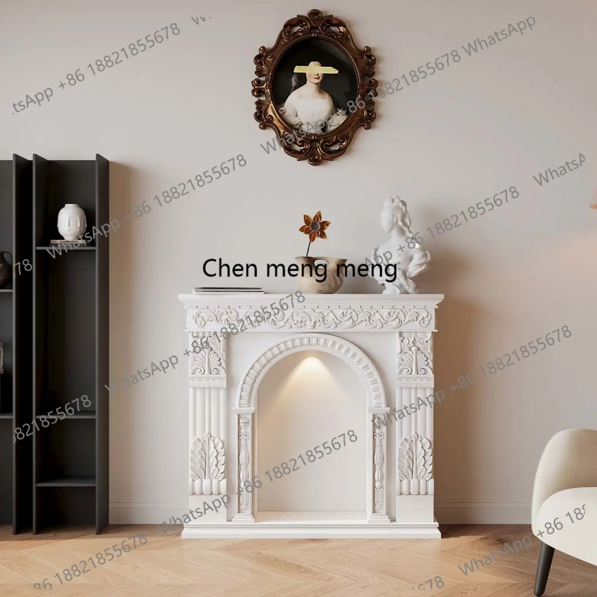 a95 French retro fireplace decorative cabinet cream wind atmosphere light living room entrance cabinet European style