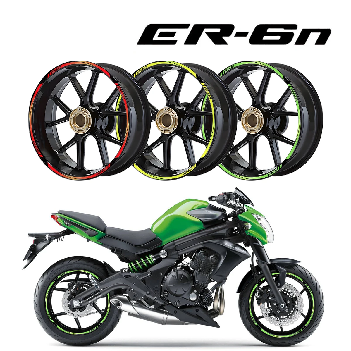 For Kawasaki ER-6N ER6N ER 6N 17 Inch Motorcycle Tire stickers Reflective Wheel Rim Hub Stripe Decals Motor Cycle Accessories