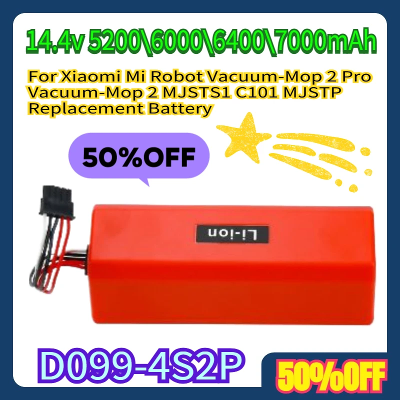 

For Xiaomi Mi Robot Vacuum-Mop 2 Pro Vacuum-Mop 2 MJSTS1 C101 MJSTP 7000mAh Replacement D099-4S2P Battery