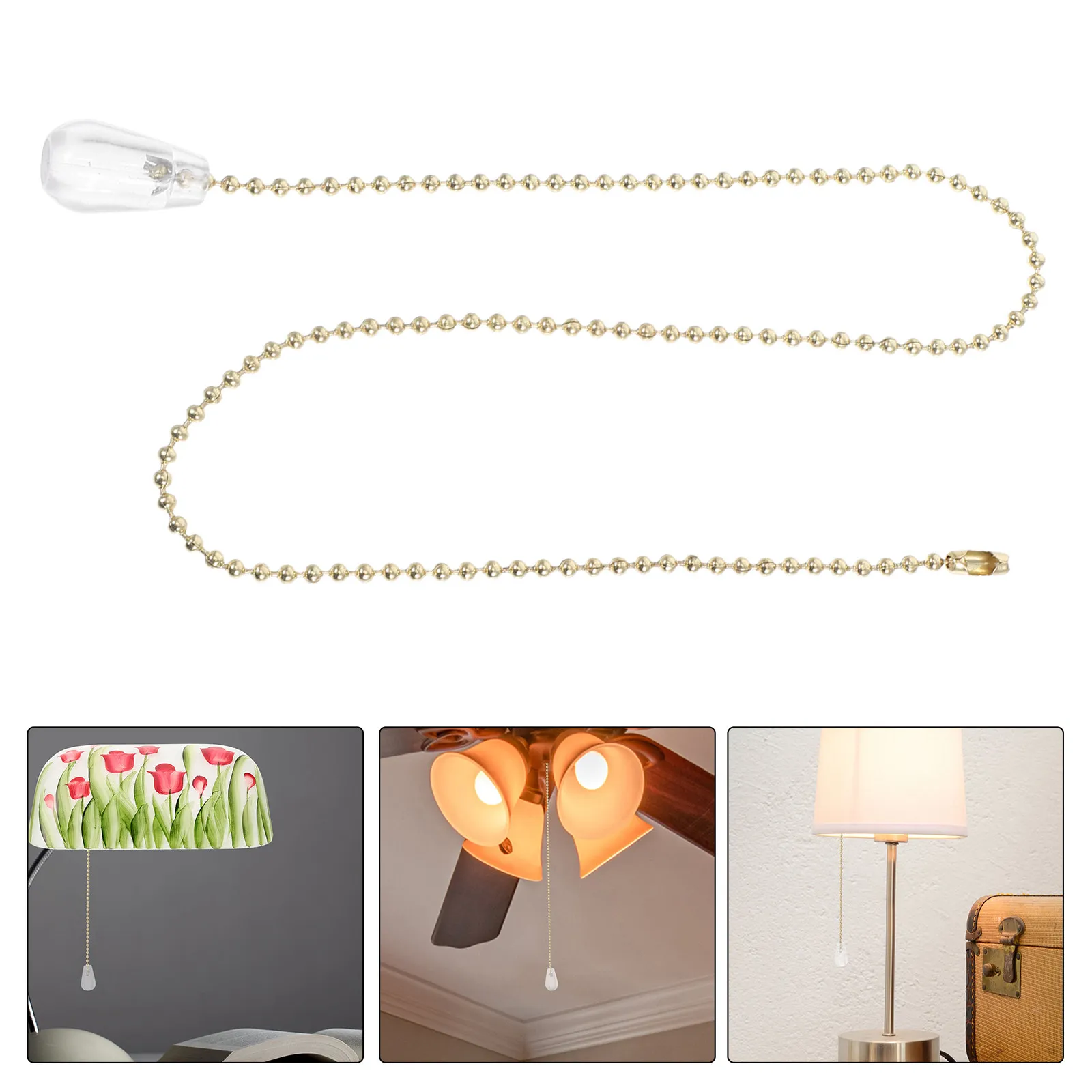 

Modern Clear Pendant Pull Chain for Light Fixtures Decorative Cord Extender for Fan Switch Bathroom Bedroom Closet Home Office