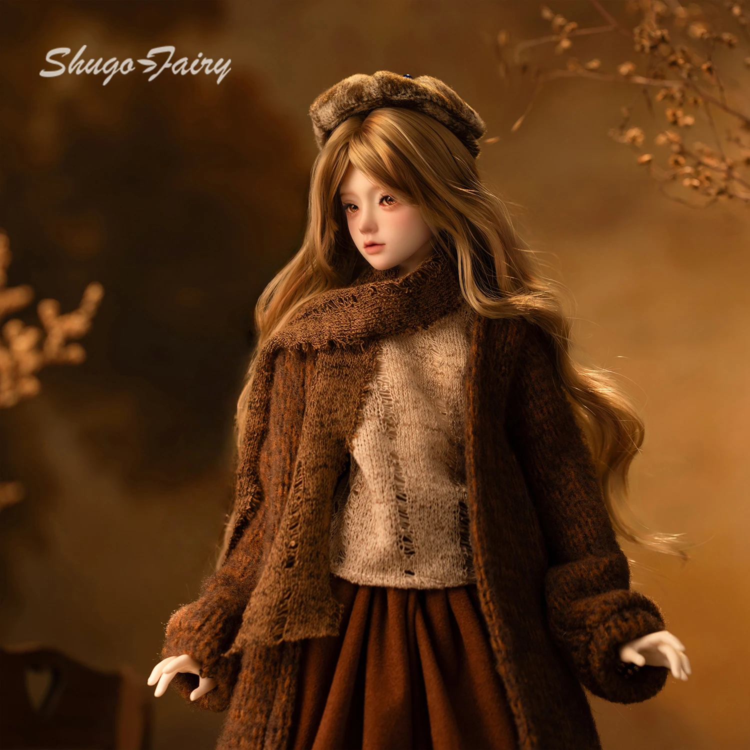 Boneca bjd 1/4 ariana outono maillard estilo aconchegante vibração literária malhas boina shugafairy figura de resina conjunto completo