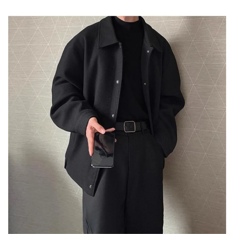 This Autumn Woolen Coat Is A Trendy Men's Fashion Brand It's A Cool and Versatile Loose and Casual Coat for Students Men’s Wear