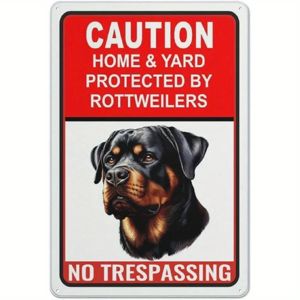 Vintage Rottweiler Sign - Heavy-Duty Metal Warning Sign | Warning for Home and Yard, Dog Protection - Deterrent Decoration 8 X 1