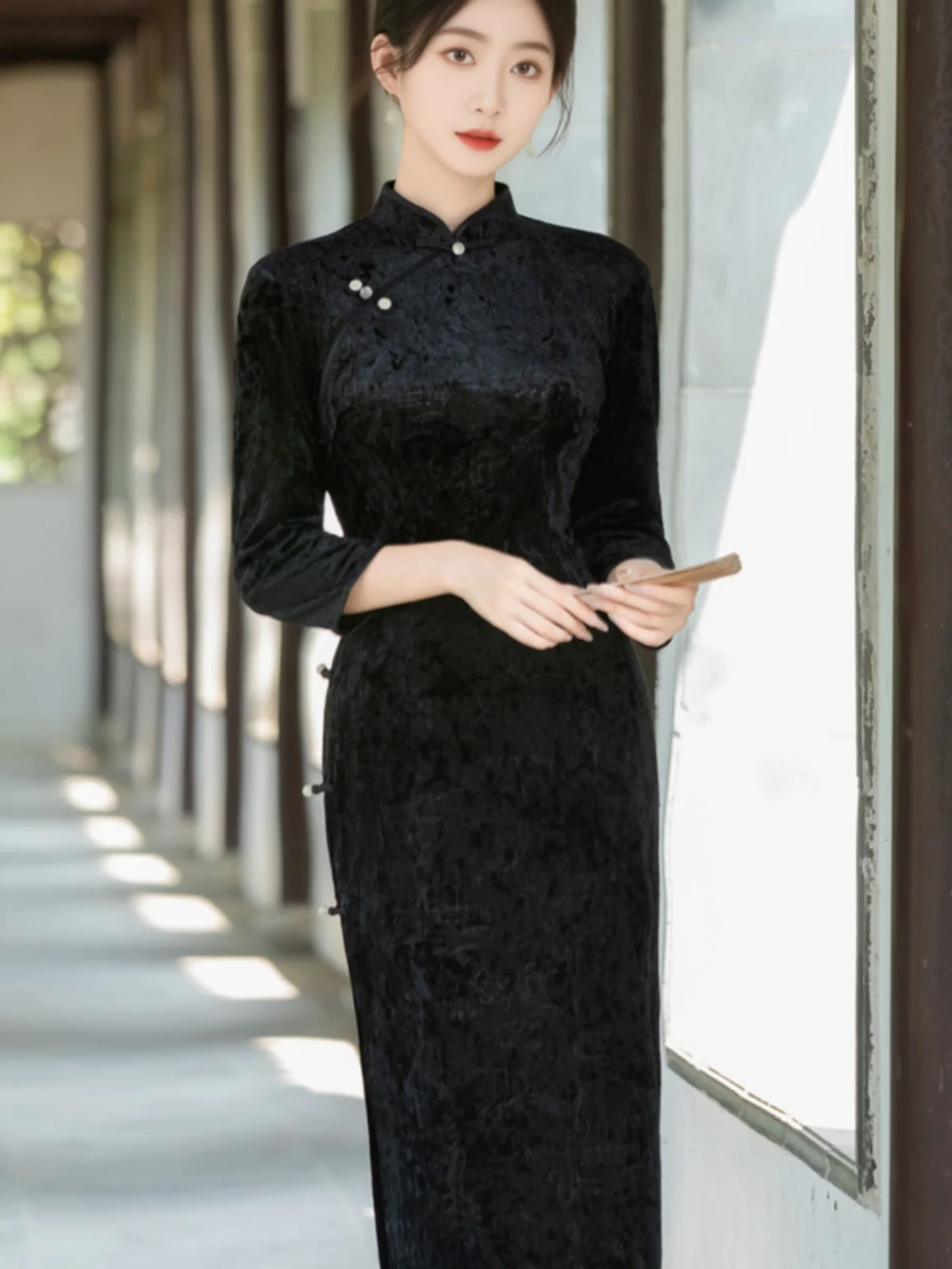 

Женское осенне-зимнее винтажное платье Young Pure Color с длинным рукавом, улучшенная версия для повседневной носки, для мам