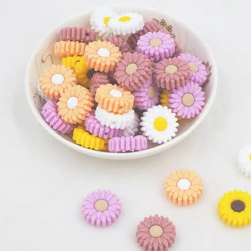 

Chenkai 50PCS Sunflower Silicone Focal Beads For Beadable Pen Silicone Charms for Pen Necklace Making Silicone Character Beads