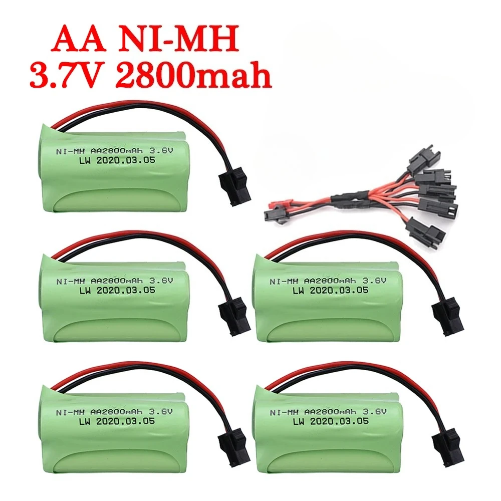 3.6V 2800mah NiMH Battery SM Plug and Charger For Rc toys Cars Tanks Robots Boats Guns Ni-MH AA 3.6 v Battery Pack toy accessory