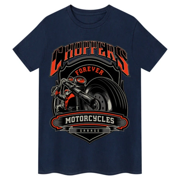 Choppers Forever Fun Slogan Retro Motorcycle Graphic Tee Cotton Mens Womens T-Shirt Outdoor Casual Top