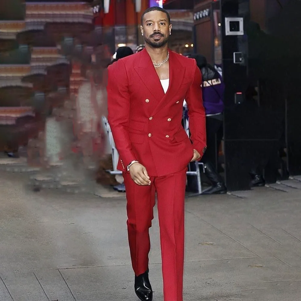 

Men Business Suit Fashionable Casual Solid-Color Wedding Suits For Man Double Breasted 2 Pieces Jacket Pants Terno Masculino