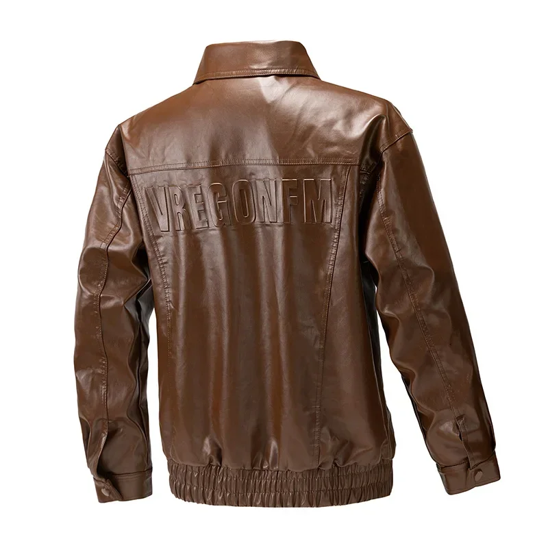 سترة جلدية فضفاضة ومريحة وعصرية وعصرية وياقة كلاسيكية مريحة ومتعددة الاستخدامات وقابلة للتنفس للخريف والشتاء