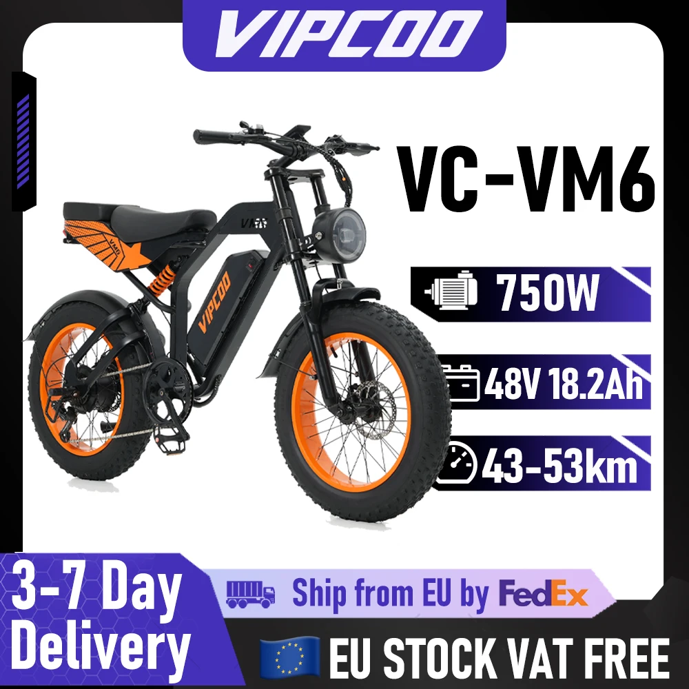 Vélo électrique pour adultes, moteur 750W, batterie 48V18.2AH, vélo électrique tout-terrain, pneus larges de 20 pouces, vélo de montagne électrique