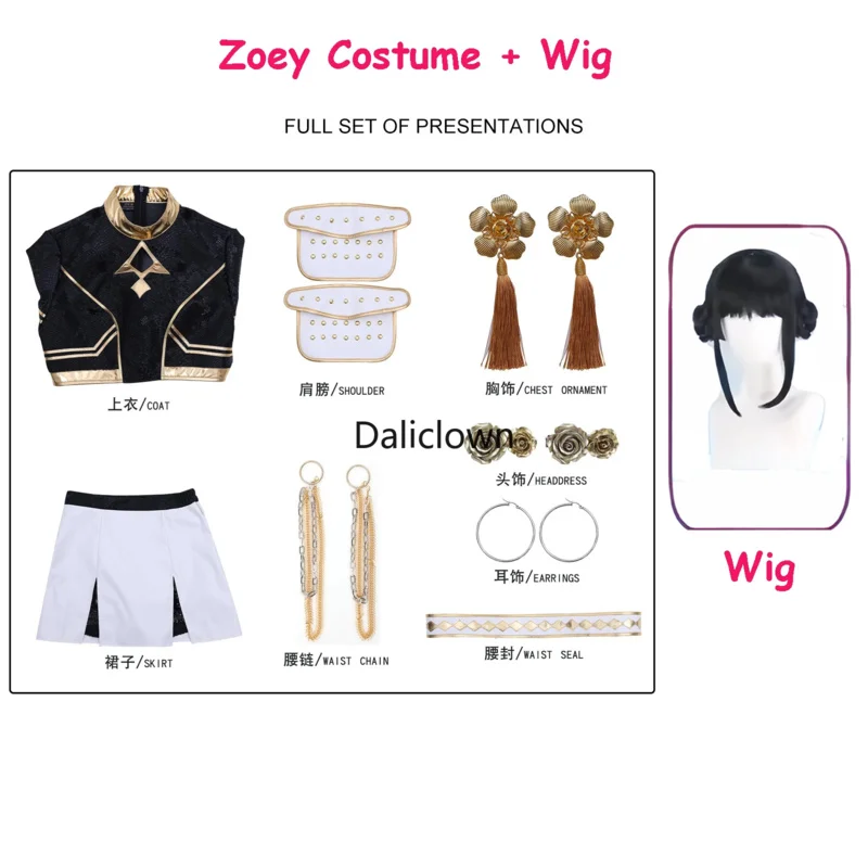 CyBlack Golden KPop Demon Hunters Huntrix Rumi Zoey Mira Cosplay disfraz peluca mujeres adultas fiesta de Halloween puesta en escena Outfi