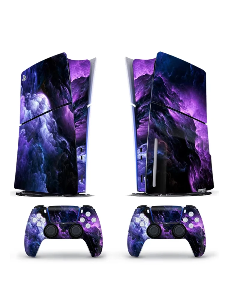 Peaux de couverture en vinyle pour Console PS5 Slim, 2 pièces, autocollants Galaxy, ensemble d'enveloppes de contrôleur pour PlayStation 5, édition disque, accessoires