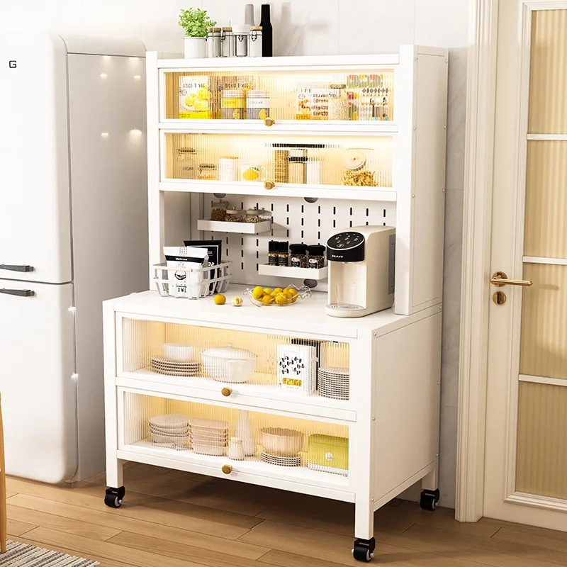 Dustproof side cabinets, shelves, multi-layer floor cabinets, small appliances, microwave ovens, multifunctional storage racks