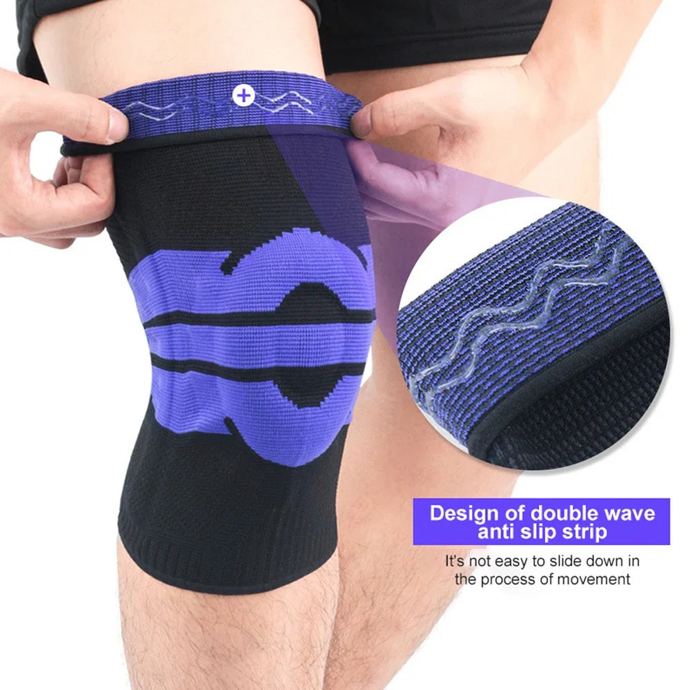 1 Pcs Knee Brace Support Compression Sleeve With Side Stabilizers Silicone Patella Gel Pad For Meniscus Tear Arthritis Jogging