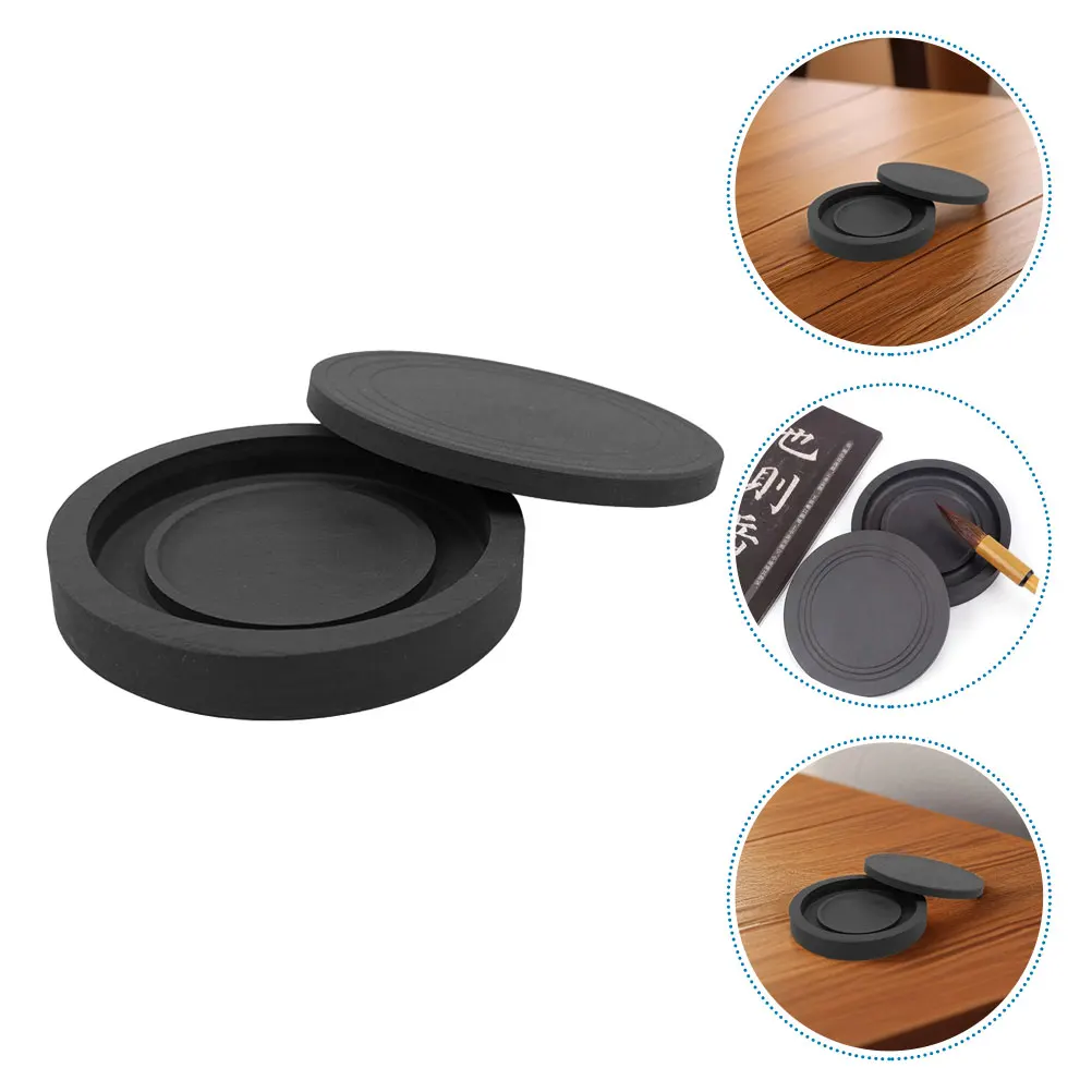 

Ink Sea Ribbed Inkstone Calligraphy Kits for Beginners Round Chinese Practice Inkslab