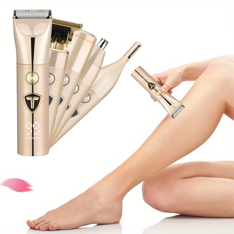 

Многофункциональный косметический набор с зарядкой через USB: встроенный триммер для волос и тела, профессиональная машинка для стрижки волос с длительным аккумулятором.