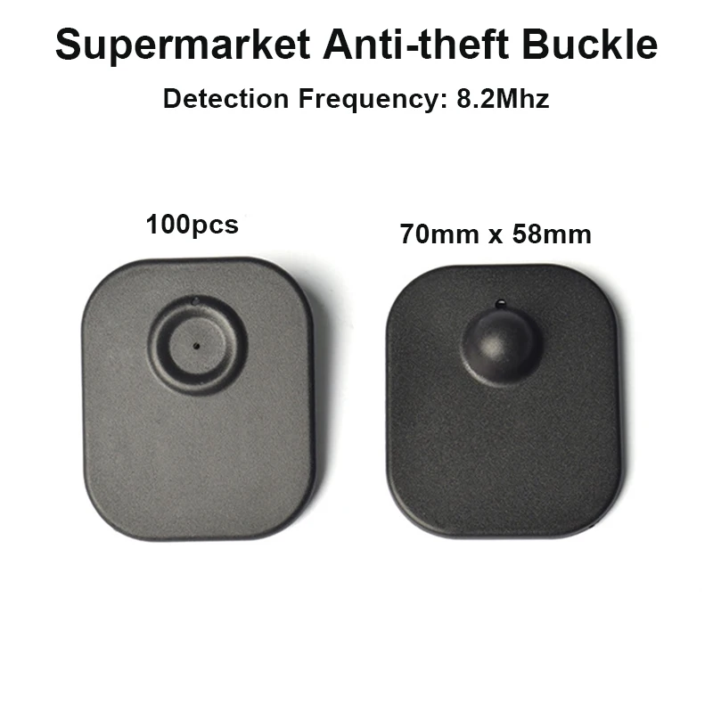 

100pcs/Lot Large Square Anti-theft Buckle 70mm x58mm Supermarket RF Hard Label ABS Clothing EAS Magnetic Button Security Tag