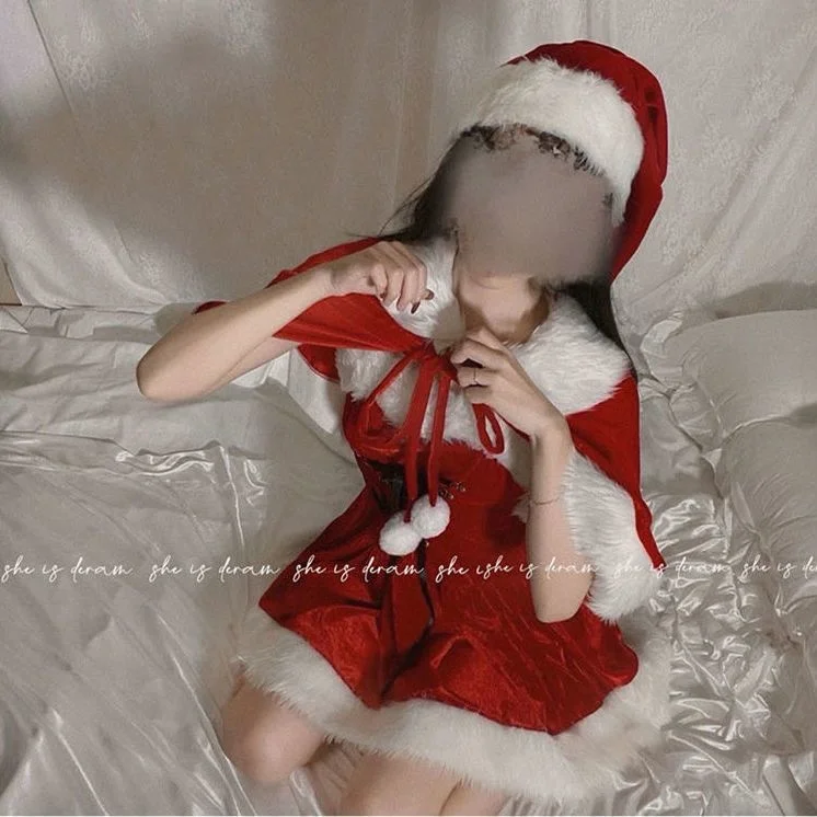 Christmas dress snow velvet pure sweet dress new year dress red slim girl dress christmas sexy dress