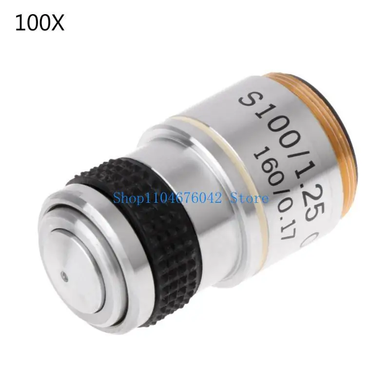 Lentille d'objectif achromatique Microscope 652F 4X 10X 40X 100X pour Microscope biologique, lentille d'objectif en métal