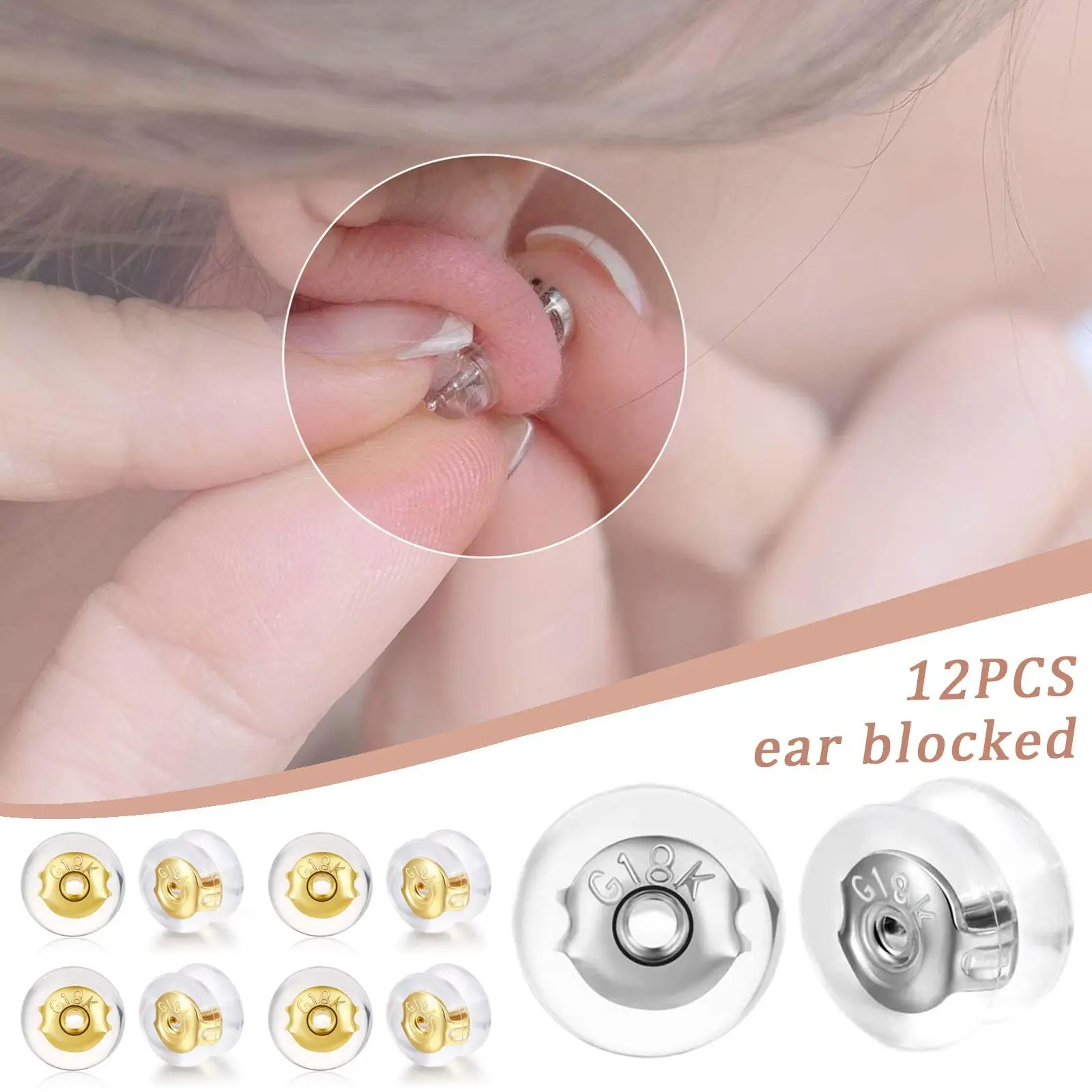 Hot 12pcs Silvery Golden Silicone Earplug Backs Locking For Studs Secure Stopper Earrings Blocked Accessory Not Easy To Fall Off