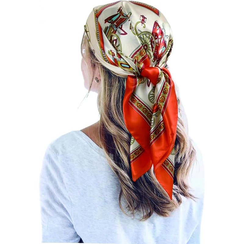 Durag Haaraccessoires 35 ''Satijn Grote Vierkante Hoofddoek Zijde Gevoel Hals Sjaals Haar Slapen Wrap Lichtgewicht Hoofddoek