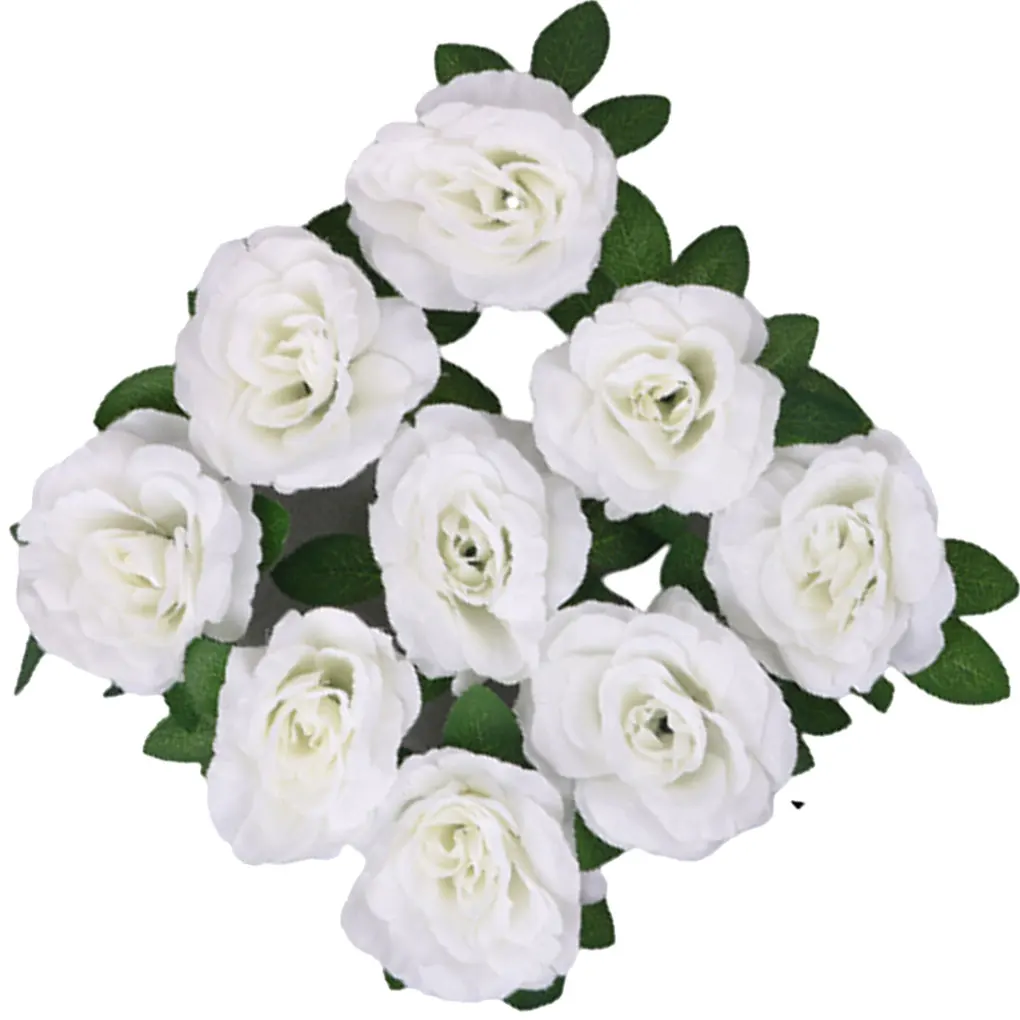 9pack/lot Beautiful Artificial Flower For Wedding Decoration Indoor Or Outdoor Realistic Appearance White 9pcs Q11