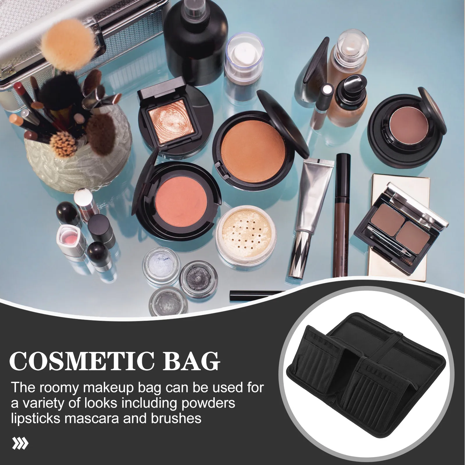 

Makeup Brush Bag Canvas Multi Hole Organizer Portable Makeup Brush Holder Travel Tool Organizer Reusable