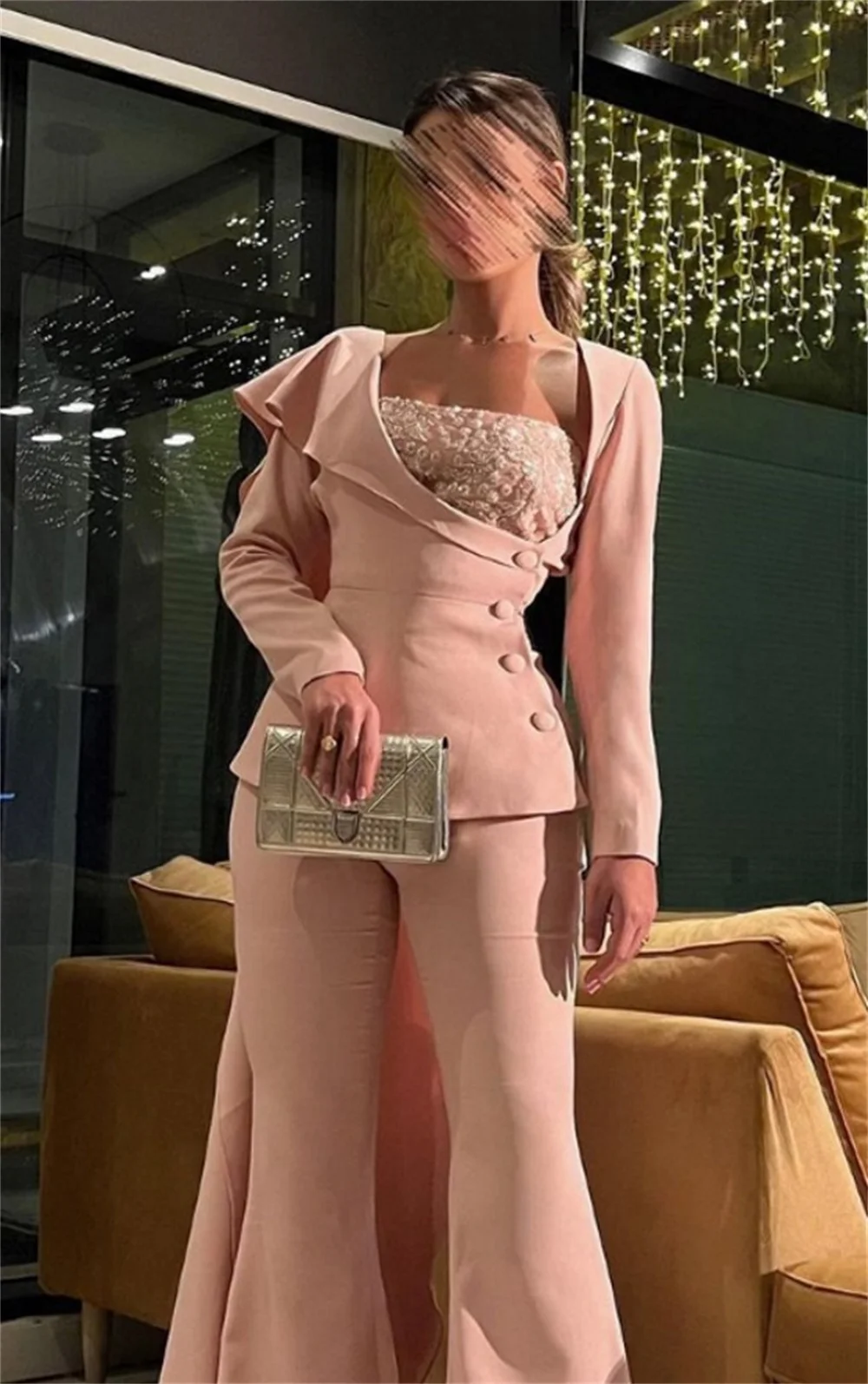 Abiti da ballo moda guaina quadrata paillettes Chiffon occasione abito da sera abiti femininos elegantes para casamento fucheccel202020