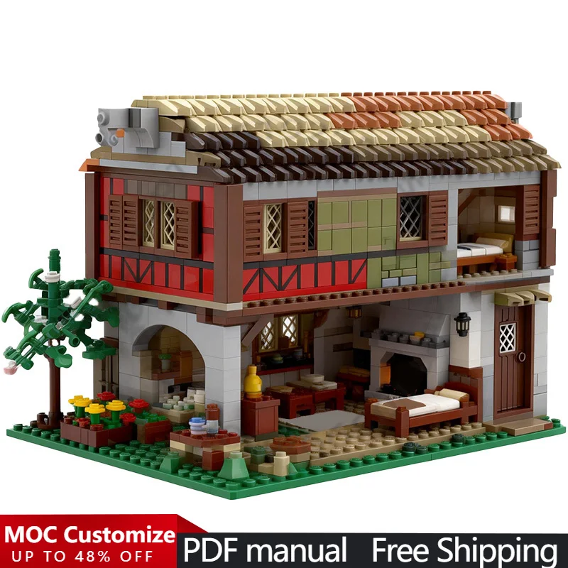 

1363 PCS City Engineering 10332 - Medieval Inn MOC Customize Modular Building Block Model Popular Simple DIY Toy Christmas Gift