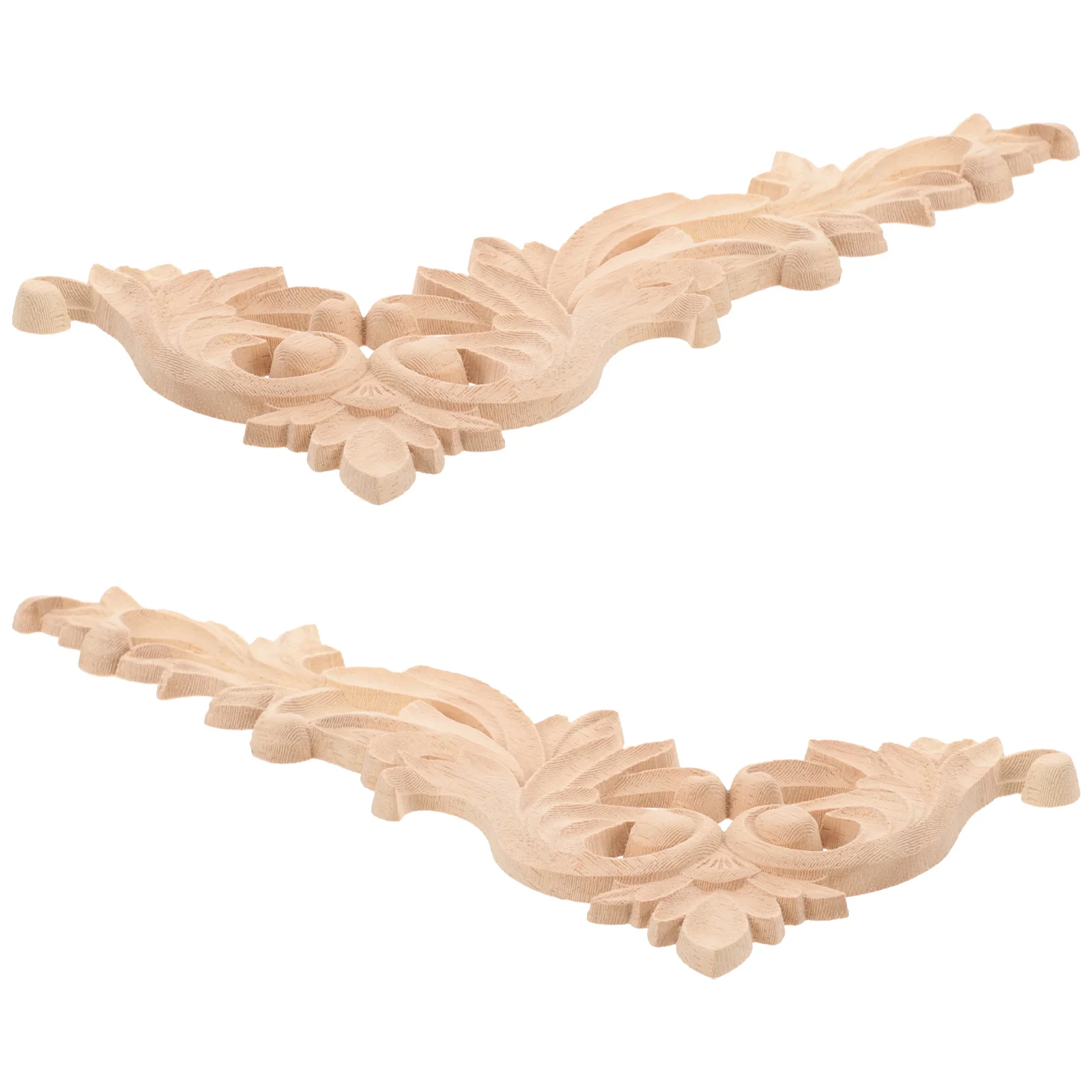 

2pcs Wooden Carved Decorative Appliques Cabinet Door Onlay Fireplace Furniture Home Decor Unpainted Wood Trim Patch for Mirrors