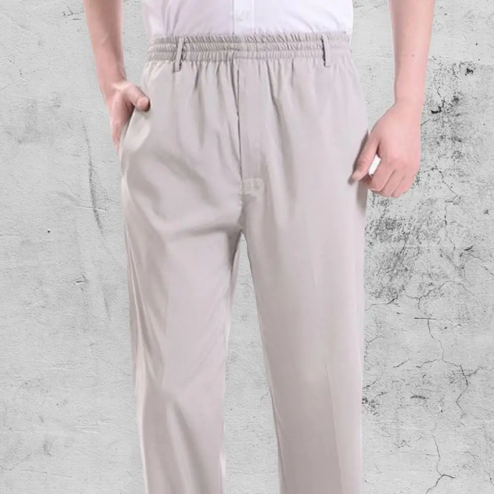 

Chic Casual Pure Color Men Trousers Long Pants Men Pants Plus Size Middle Aged And Elderly Trousers Men Garment