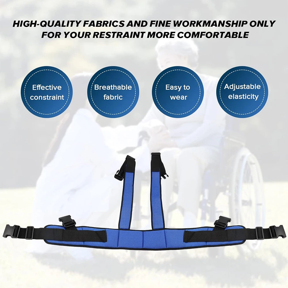 Wheelchair Seat Belt with Torso Support Vest – Full Body Harness Prevents Tilting & Falling, Easy Release Buckles for Elderly