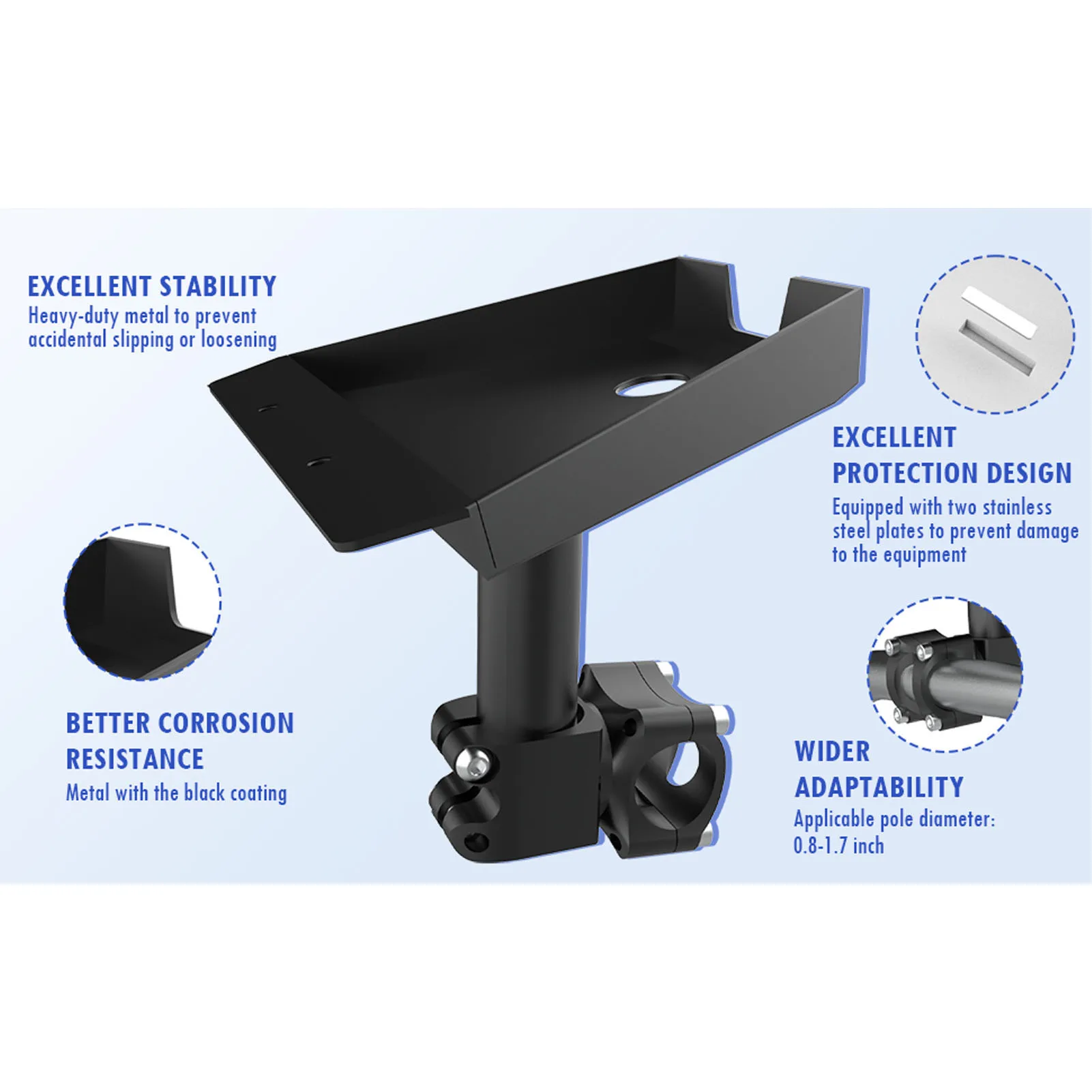 RV ラダーマウント アルミ合金 調整可能な取り付け範囲 0.8-1.17インチ ポール用 RV ヨット キャンプ車両 RV ルーフラックマウント