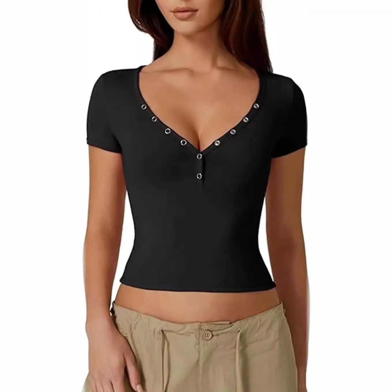 

Сексуальные женские топы на пуговицах Henley, модная повседневная одежда для женщин, удлинительный USB-кабель