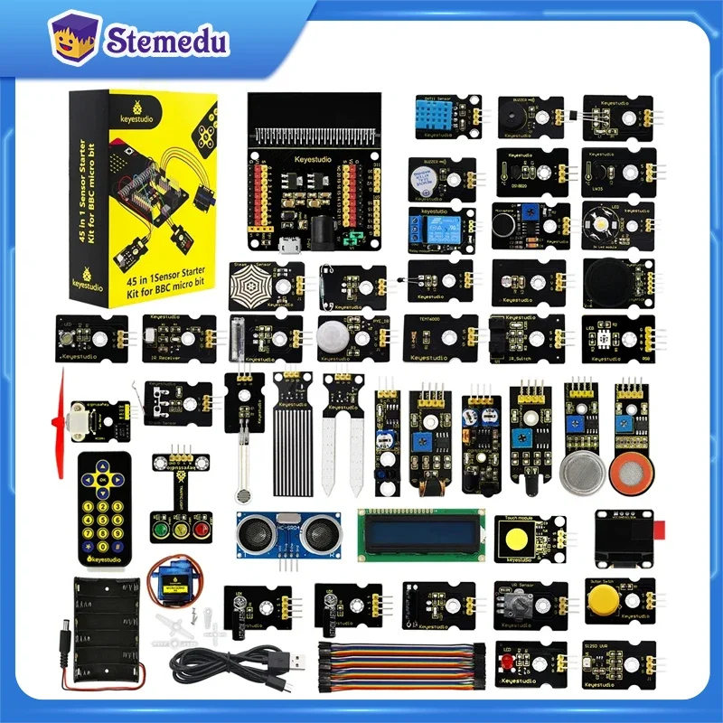 

KEYESTUDIO Micro:bit V2 45 in 1Sensor Starter Kit Electronic Diy Kit For BBC Micro:bit V2 W/Gift Box Programming Kit+58 Projects