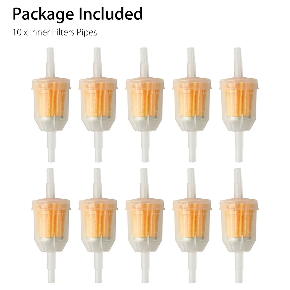 10Pcs Inline Fuel Filter for 6mm/8mm Pipe Transparent Plastic Shell for Small Engine Lawn and Garden Equipment